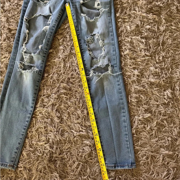 Aeropostale Jeans Womens Size 10R Super High Rise Jegging Destroyed Denim Grunge - Picture 6 of 6